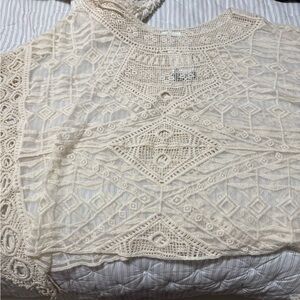ADORA Cream Geometric Lace Western Blouse